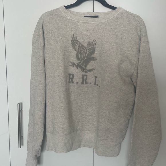 Ralph Lauren Double RL Light Gray Sweatshirt with Eagle Graphic - Picture 1 of 4